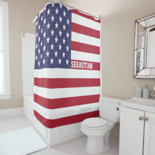 USA American Stars And Stripes Personalised Shower Curtain