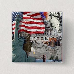 USA American Symbols 15 Cm Square Badge