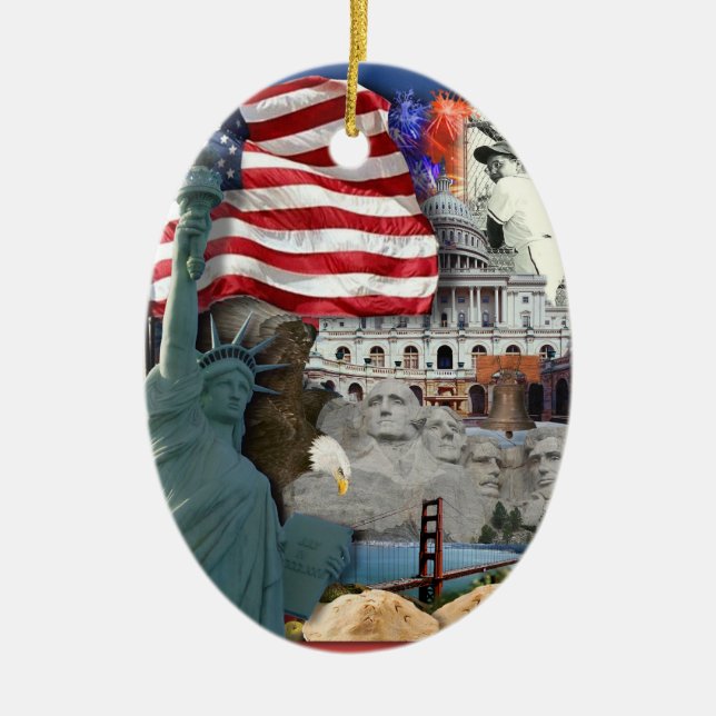 USA  American Symbols Ceramic Tree Decoration (Front)