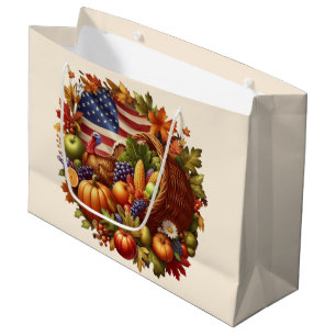 USA/American/Thanksgiving turkey wreath Large Gift Bag