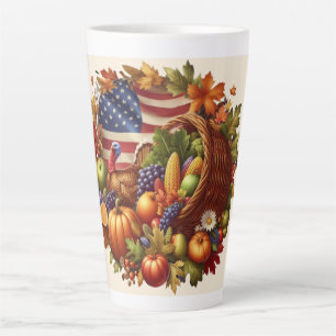 USA/American/Thanksgiving turkey wreath Latte Mug