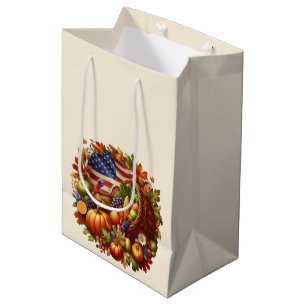 USA/American/Thanksgiving turkey wreath Medium Gift Bag