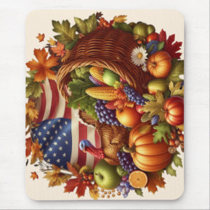 USA/American/Thanksgiving turkey wreath Mouse Pad