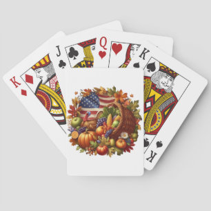 USA/American/Thanksgiving turkey wreath Playing Cards