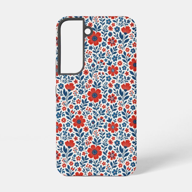USA/American themed floral pattern Samsung Galaxy S22 Case (Back)