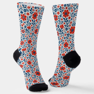 USA/American themed floral pattern Socks