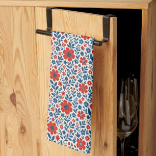 USA/American themed floral pattern Tea Towel