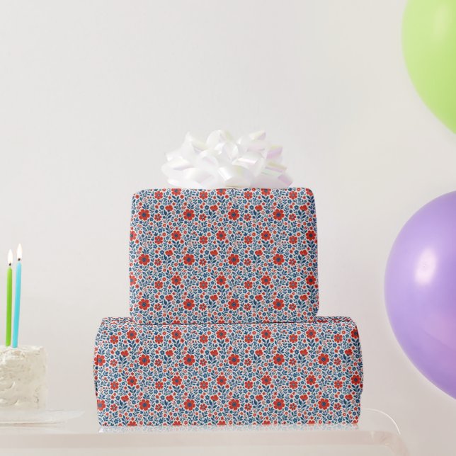 USA/American themed floral pattern Wrapping Paper (Party Gifts)