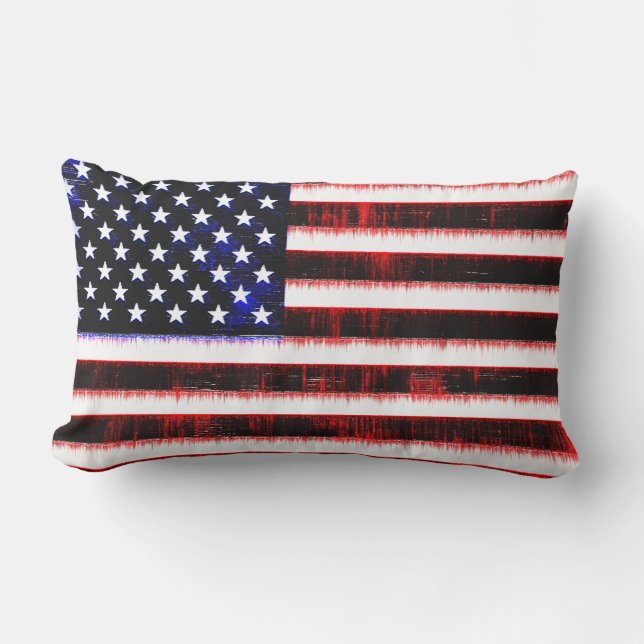USA - American United States flag, oozed carved  Lumbar Cushion (Front)