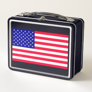USA American US Flag Black Lunch Boxes