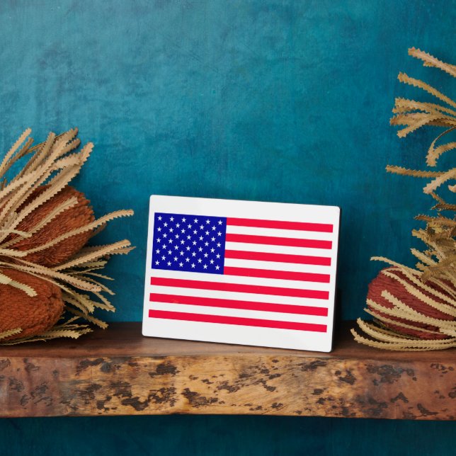 USA American US Flag Tabletop Plaque with Easel (Side)