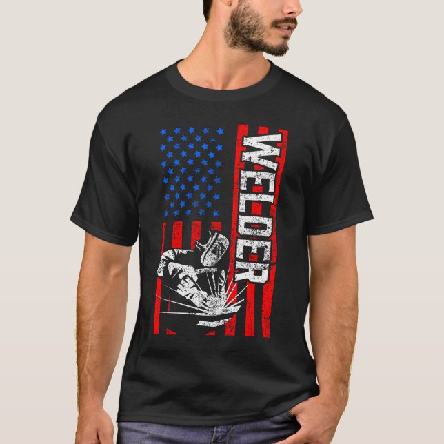 USA American Welder Proud Husband T-Shirt (Front)