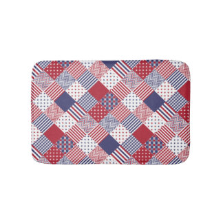 USA Americana Diagonal Red White & Blue Quilt Bath Mat