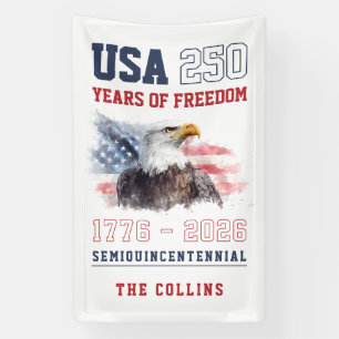 USA America's 250th Anniversary 4th of July Party Banner
