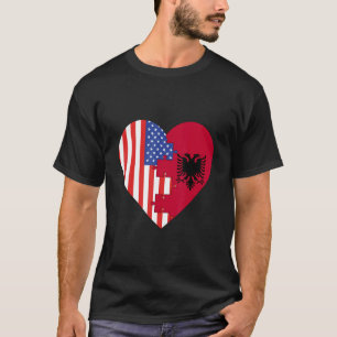 USA and Albania Flags Heart T-Shirt