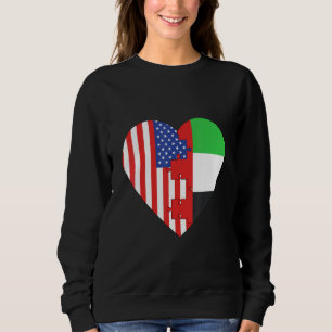 USA and Arab Emirates Flags Heart Sweatshirt
