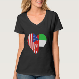 USA and Arab Emirates Flags Heart T-Shirt