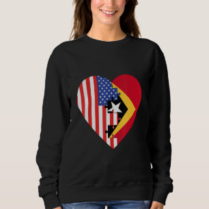 USA and East Timor Flags Heart Sweatshirt