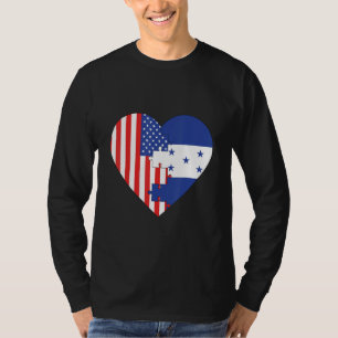 USA and Honduras Flags Heart T-Shirt