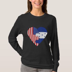 USA and Honduras Flags Heart T-Shirt
