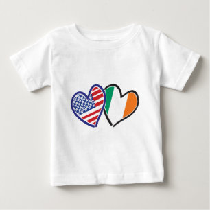 USA And Ireland Patriotic Love Hearts Baby T-Shirt