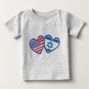 USA and Israel Heart Flag Baby T-Shirt