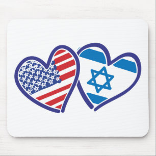 USA and Israel Heart Flag Mouse Pad