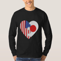 USA and Japan Flags Heart