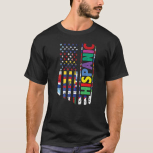 USA And Latin American Countries Flag Hispanic Her T-Shirt