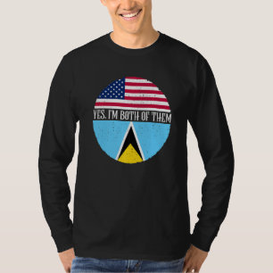 USA And Saint Lucia Vintage Flags  Yes I'm Both Of T-Shirt