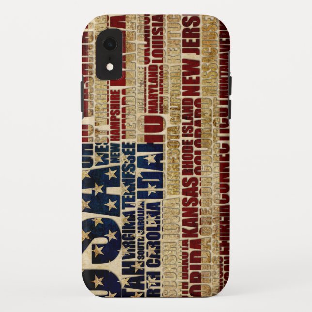 USA and their federal states in stars and stripes Case-Mate iPhone Case (Back)