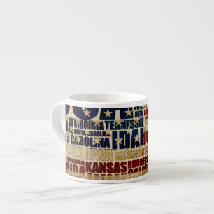 USA and their federal states in stars and stripes Espresso Cup