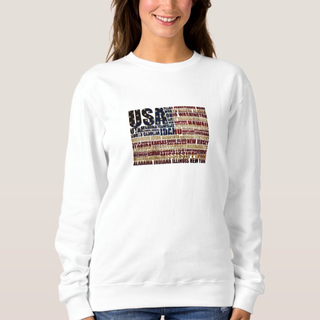 USA and their federal states in stars and stripes Sweatshirt (Front)