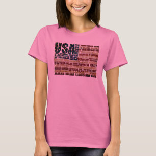 USA and their federal states in stars and stripes T-Shirt