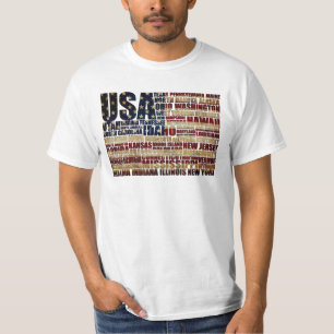 USA and their federal states in stars and stripes T-Shirt