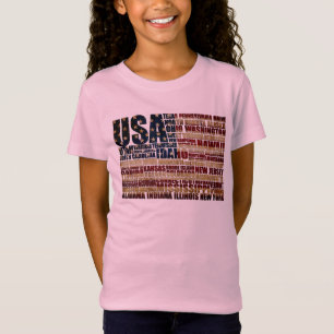 USA and their federal states in stars and stripes T-Shirt