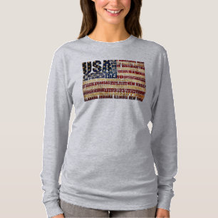 USA and their federal states in stars and stripes T-Shirt