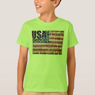 USA and their federal states in stars and stripes T-Shirt