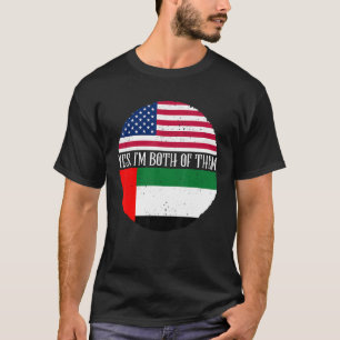 USA And UAE Vintage Flags Yes I'm Both Of Them T-Shirt