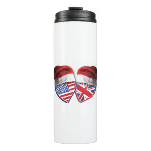 USA and UK Flag Heart Santas Thermal Tumbler
