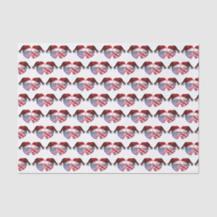 USA and UK Flag Hearts wearing Santa Hats Tissue Paper