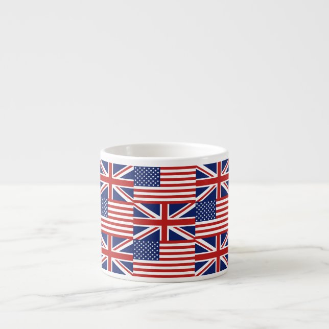 USA and UK Flag Pattern. Espresso Cup (Front)