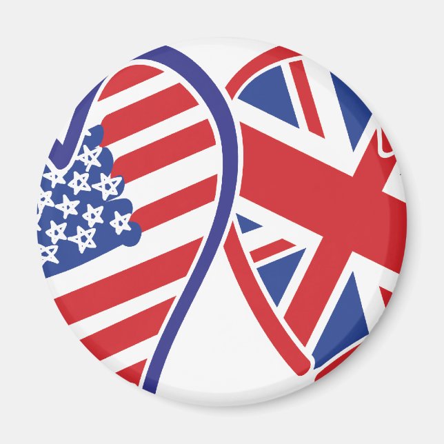 USA and UK In Hearts Showing the Love Magnet (Front)