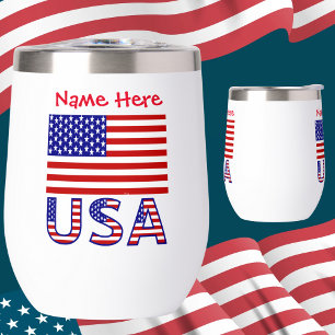 USA and United States America Flag Red Personalise