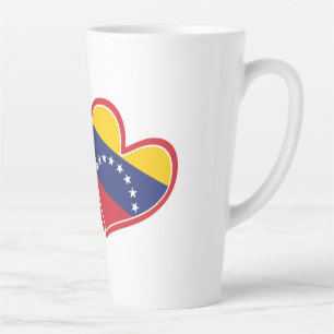 USA and Venezuela Flag Hearts Latte Mug