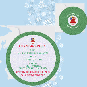 USA Angel Christmas Flag Personalised Text Invitation