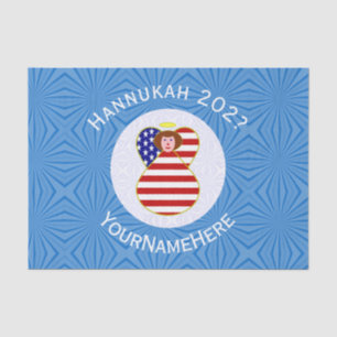 USA Angel Red Hair Hanukkah Flag Personalised Tissue Paper