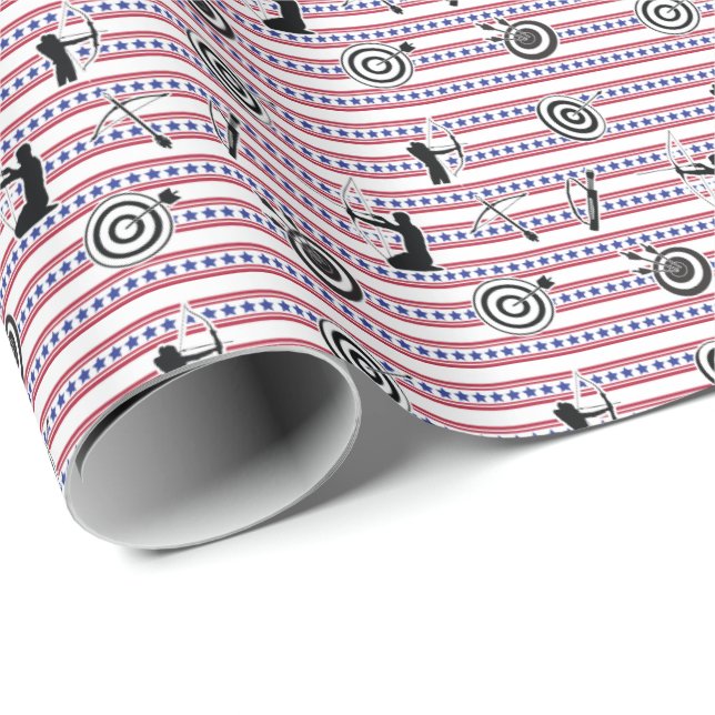 USA Archery Silhouette Pattern Wrapping Paper (Roll Corner)
