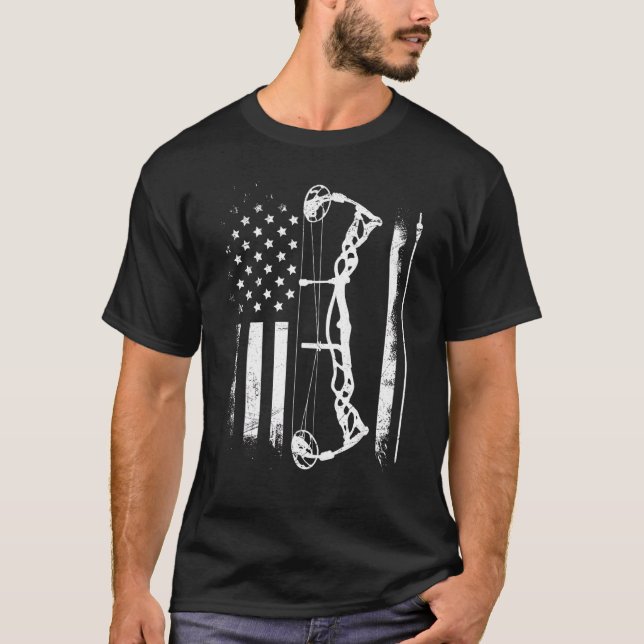 Usa Archery Us Flag Archer Compound Bow T-Shirt (Front)