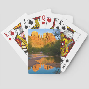 USA, Arizona. Cathedral Rock At Sunset Playing Cards